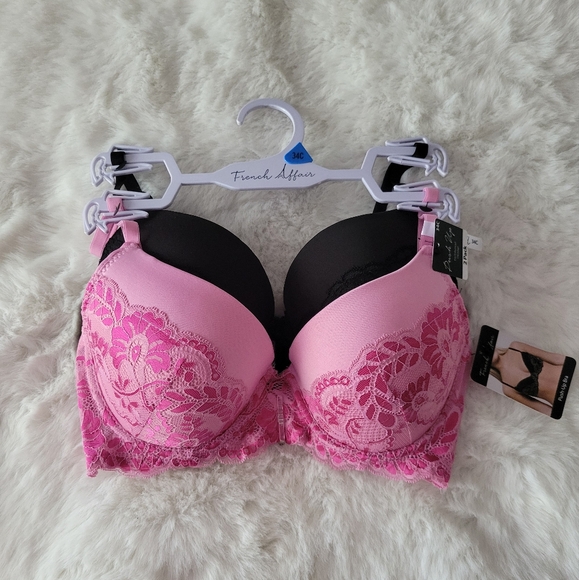 💗FRENCH AFFAIR BRAND NEW 2-PACK PUSH UP BRA SIZE 34C - Picture 1 of 12